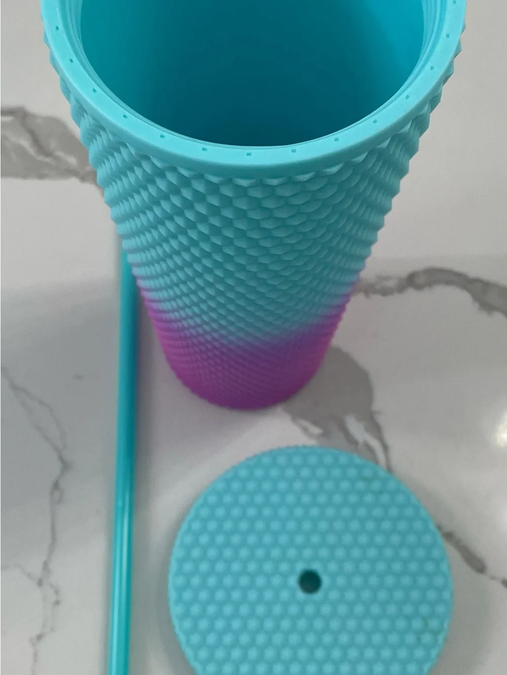 Aqua to Purple Ombre Textured Reusable Tumbler with Straw - Home Party Supplies